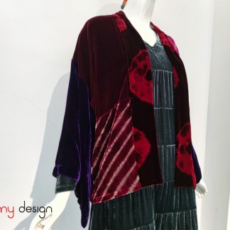 Kimono velvet coat mixed with three colors- ICHIKO